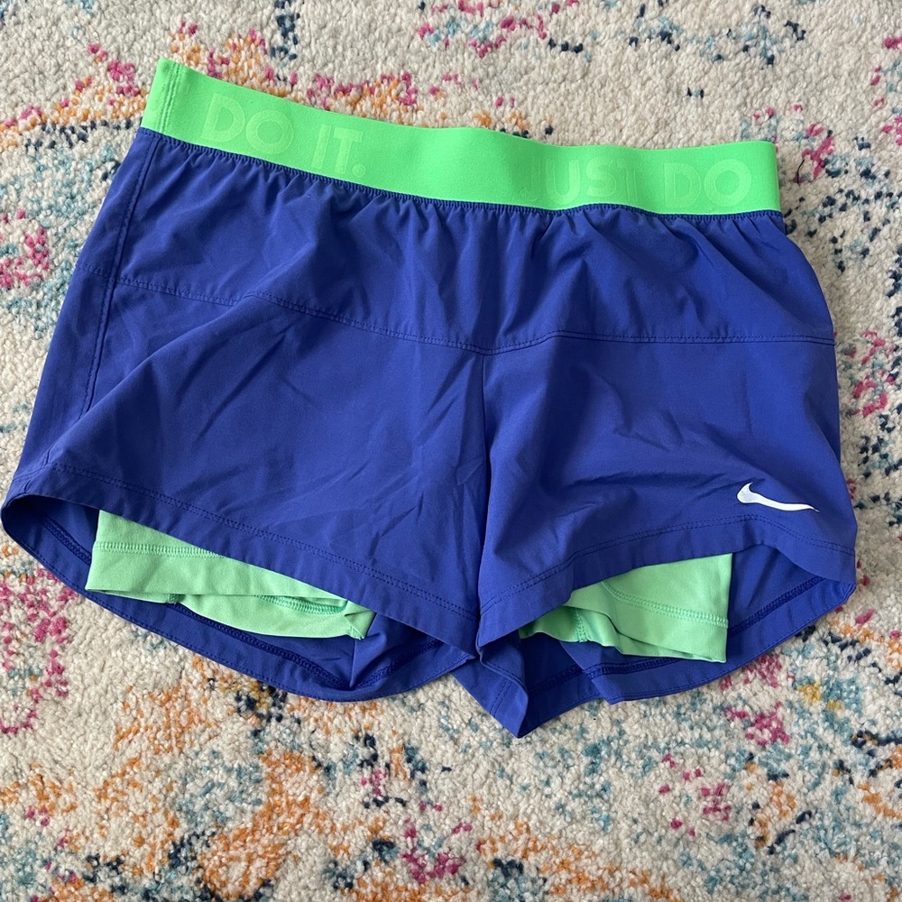 Nike Green & Neon Green Dri-Fit Athletic Shorts